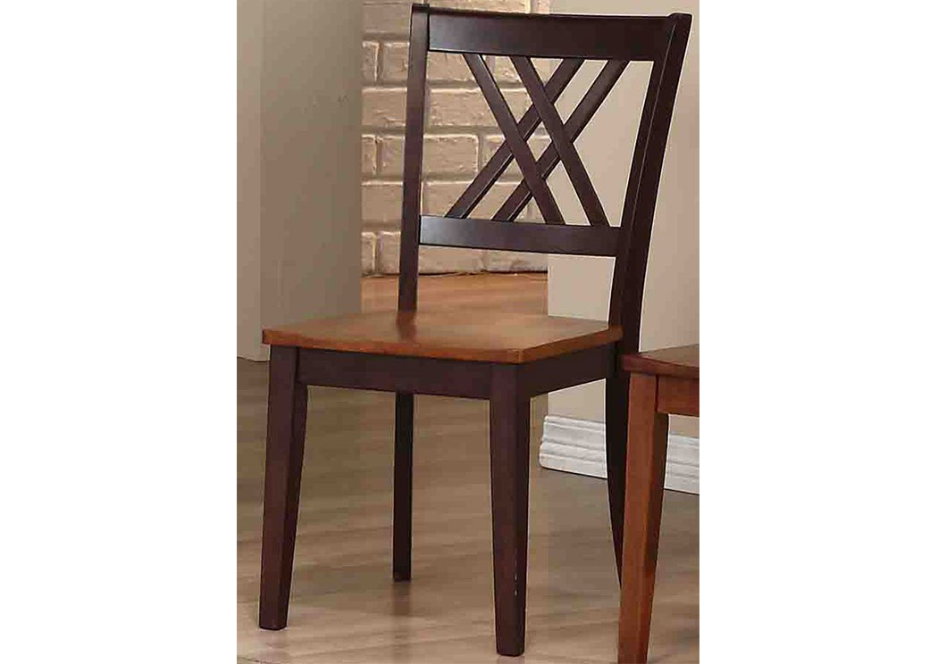 Whiskey/Mocha Double X-Back Side Chair (Set of 2),Iconic