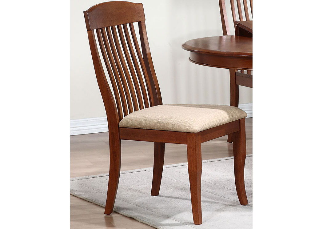 Upholstered Cinnamon Contemporary Slat Back Side Chair (Set of 2),Iconic