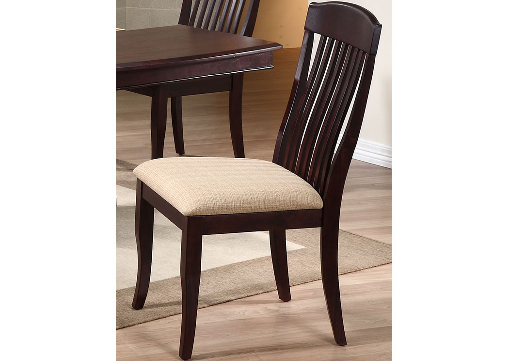 Upholstered Mocha Contemporary Slat Back Side Chair (Set of 2),Iconic