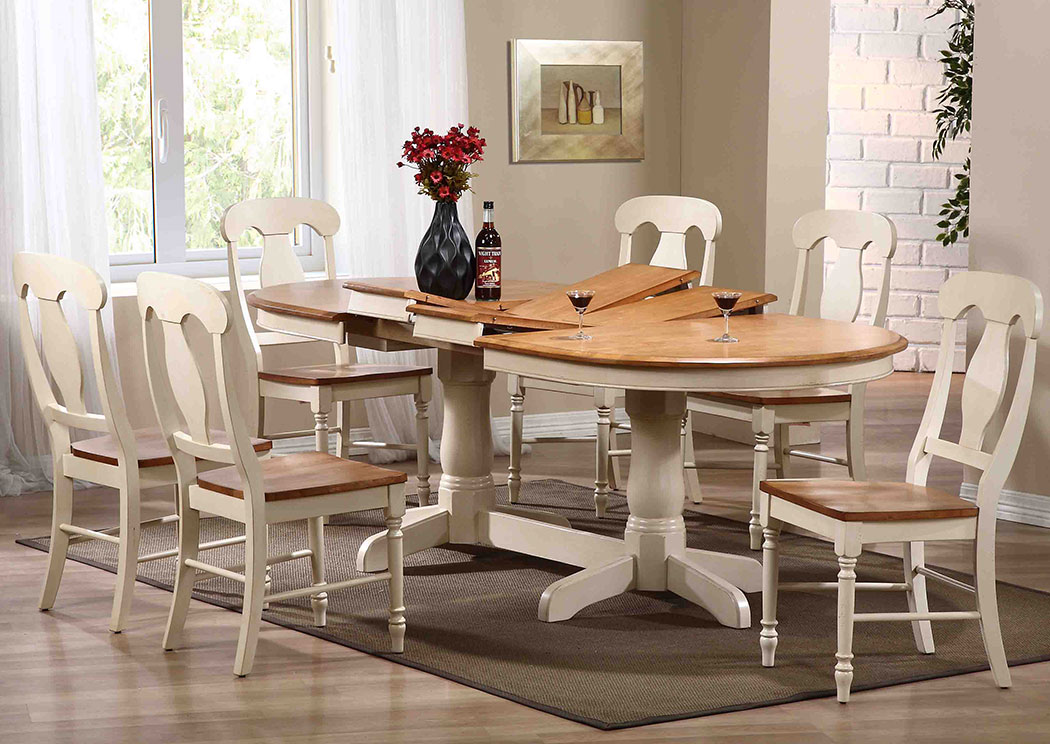 Caramel/Biscotti Oval Dining Table w/Double Pedestal Base,Iconic