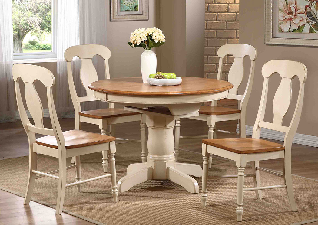 Caramel/Biscotti Round Dining Table w/Single Pedestal Base,Iconic