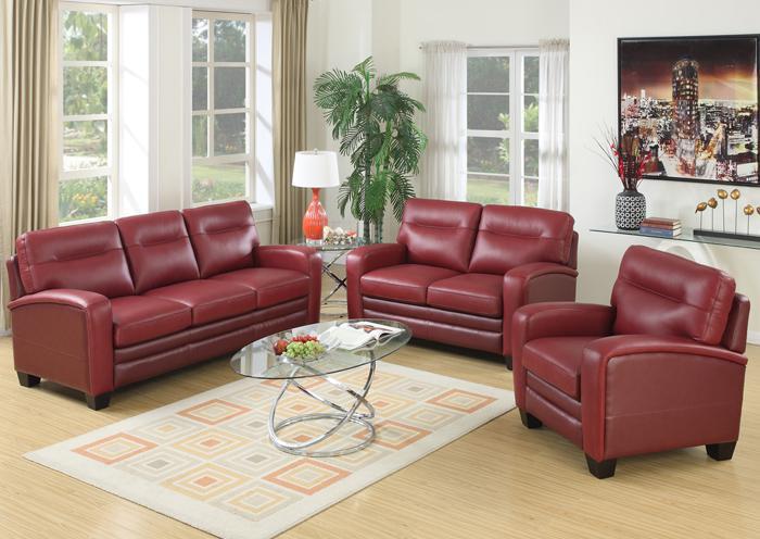 Modena Venetian Red Leather Match Living Room,Jennifer Convertibles