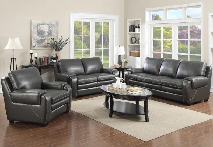 Matera Gray Sofa & Loveseat WITH GUARDSMAN PROTECTION PLAN - *Leather Match is top grain leather everywhere the body touches with vinyl sides,Jennifer Convertibles