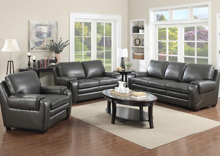 Matera Gray Living Room Set* - *Leather Match is top-grain leather with vinyl sides,Jennifer Convertibles
