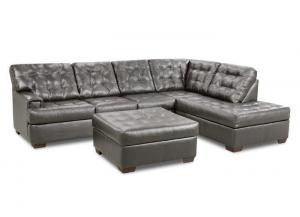 Charles Granite Left Arm Facing Sectional & Cocktail Ottoman
