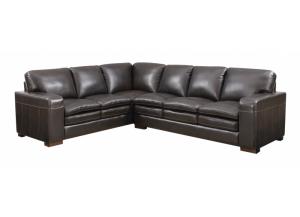 Merano Leather Match Sectional - Leather Match is top grain leather everywhere the body touches, vinyl sides.