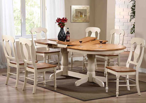 Caramel/Biscotti Oval Dining Table w/Double Pedestal Base