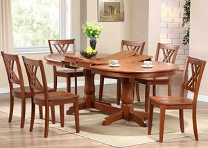 Cinnamon Oval Dining Table w/Double Pedestal Base