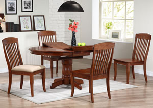Cinnamon Round Dining Table w/Single Pedestal Base