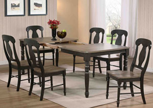 Grey Stone/Black Stone Rectangular Dining Table w/Turned Legs